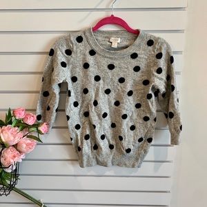 Jcrew Dot Sweater Crew Neck Gray & Black